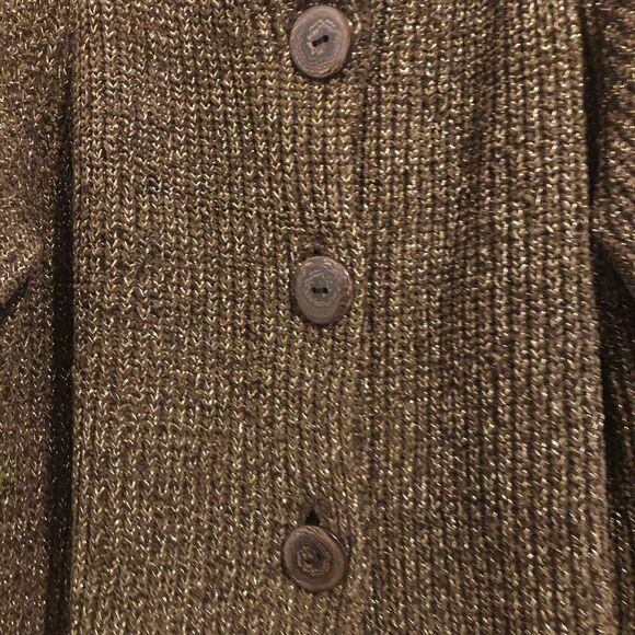 Spiegel Women’s Size XL Brown Metallic Chunky 3/4 Bell Sleeve Cardigan - Picture 2 of 9